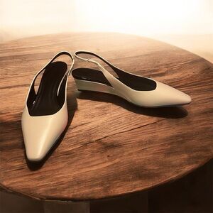 ME+EM Cream Slingback Wedge Heels